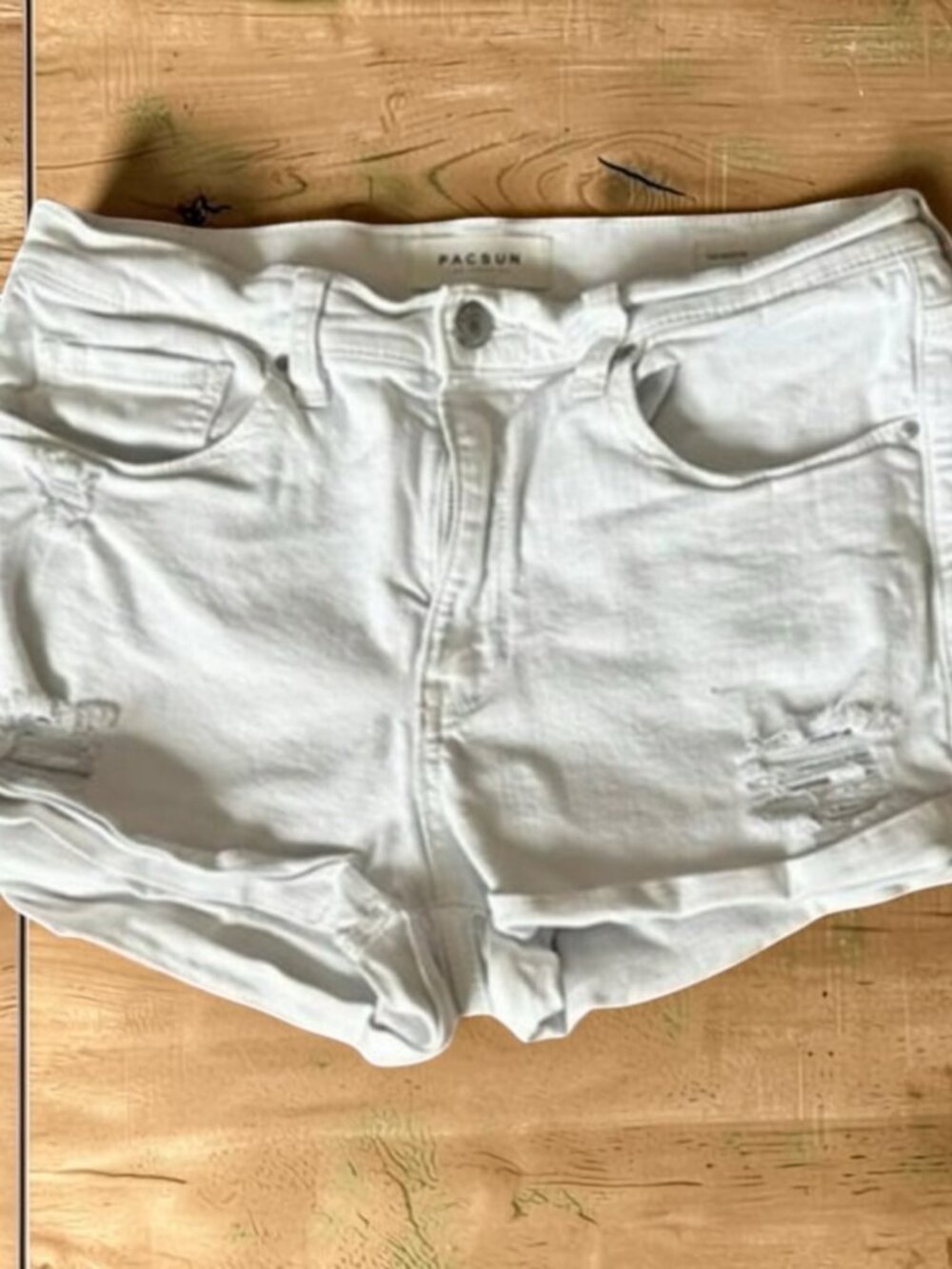 PacSun LA The Shortie White Denim Distressed Shorts Women's Size 29